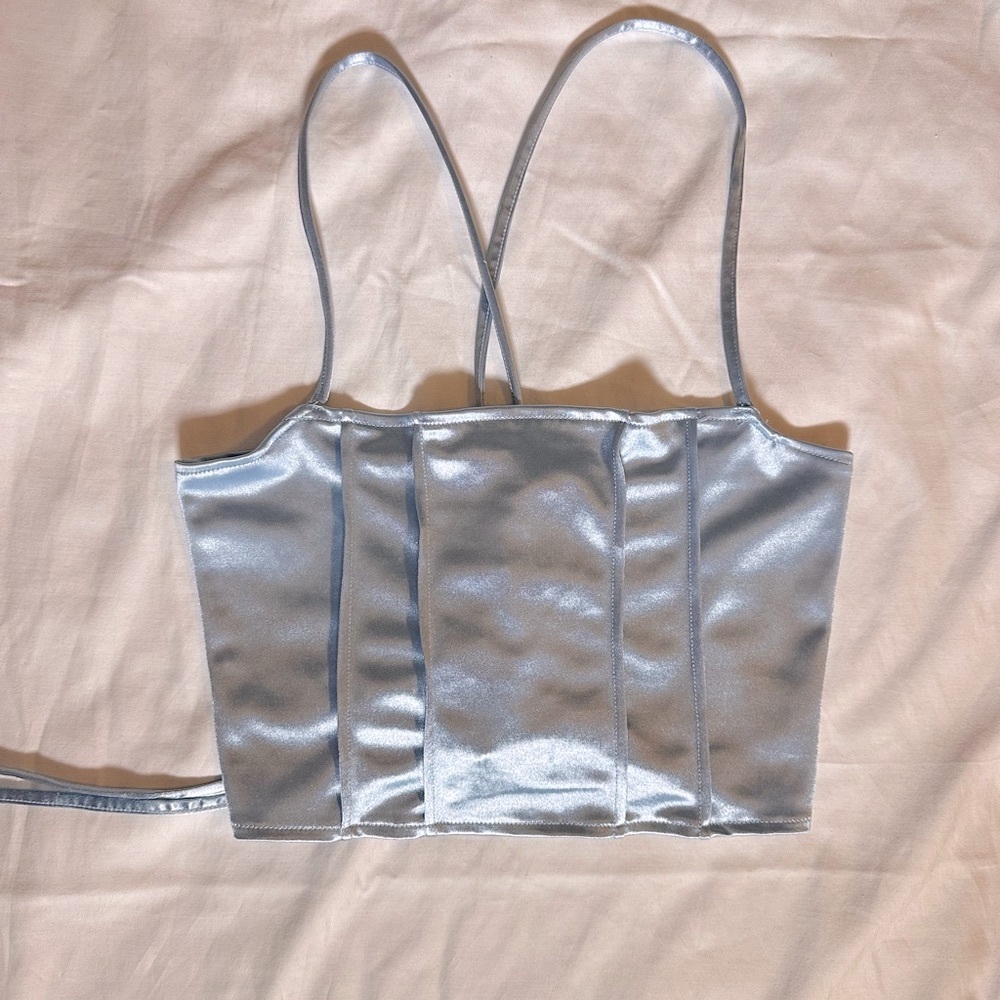 H&M Silver Blue Camisole Crop Top